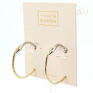 14th & Union Semi Hoop Earrings Silver & Gold Tone Pierced Nickel Free NEW